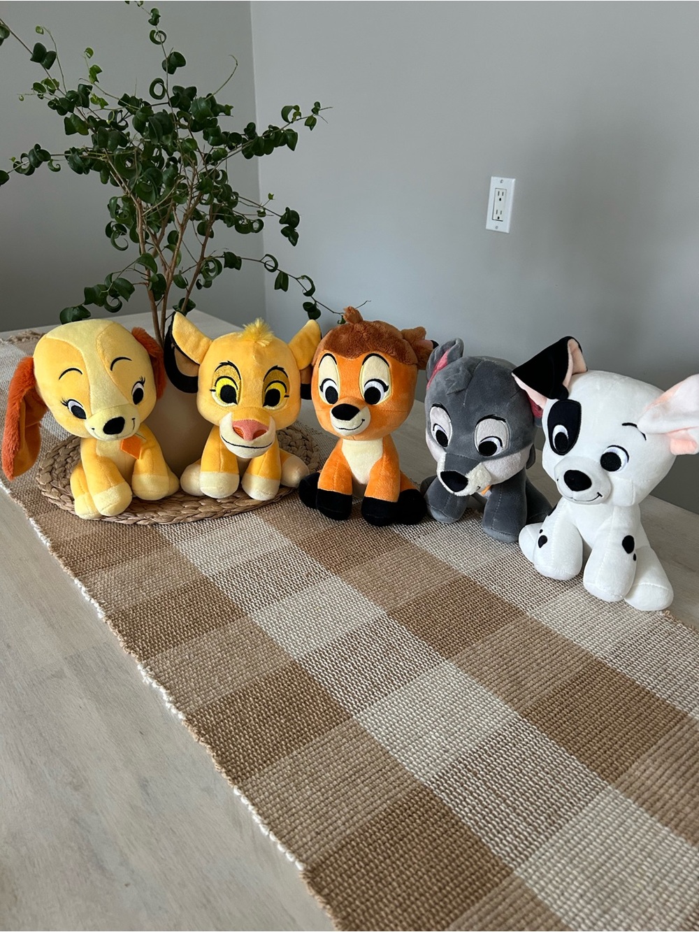 Disney Plush Puppy and Baby Animal Lot – Lady, Simba, Bambi, Tramp & Patch